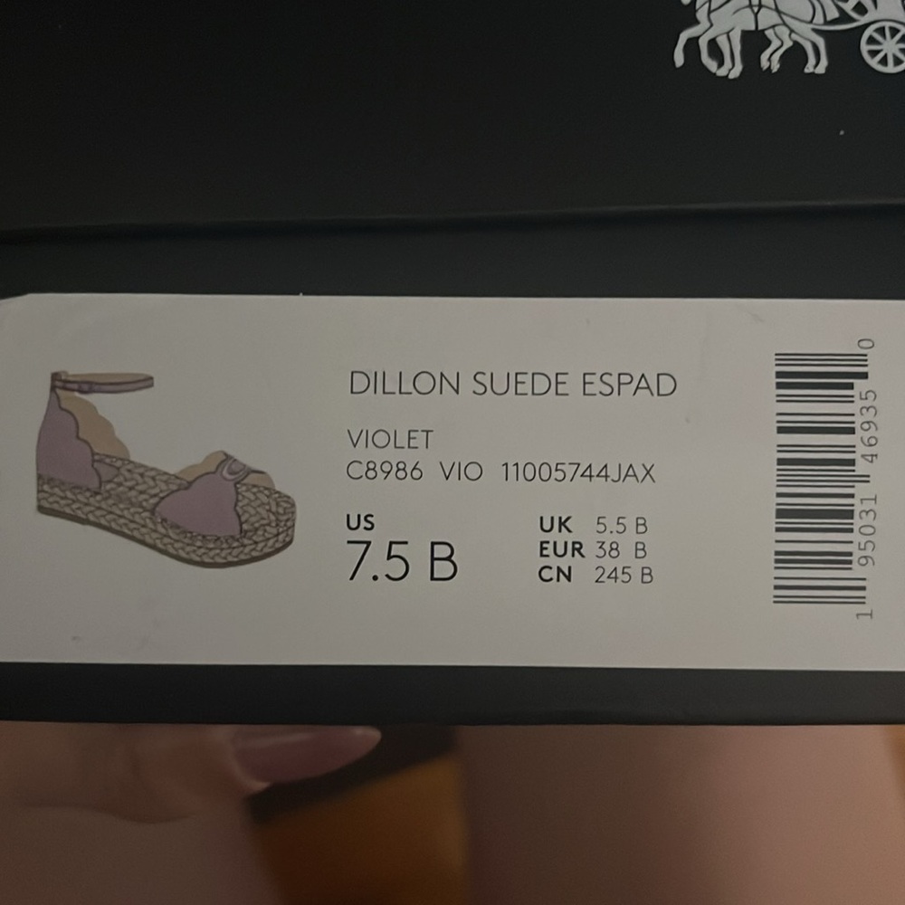 COACH DILLON SUEDE ESPADRILLE STRAPPY SANDAL VIOLET - Picture 4 of 5